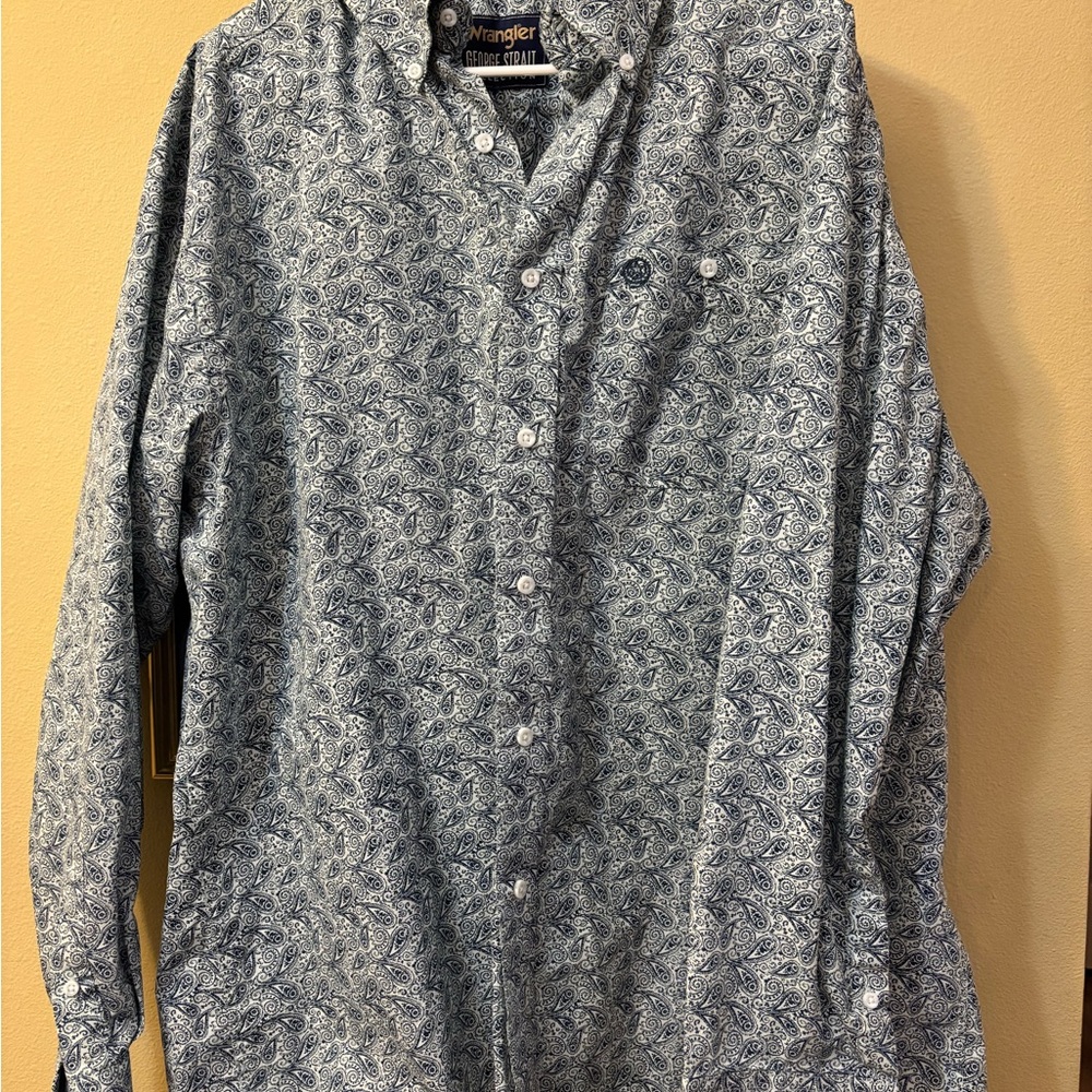 Wrangler Men's Casual Blue Paisley Shirt